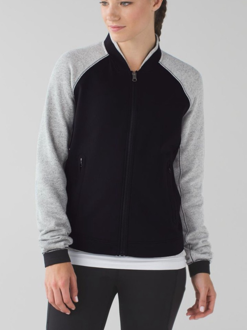 Lululemon Var-City zip up black/grey bomber jacket - Size 8